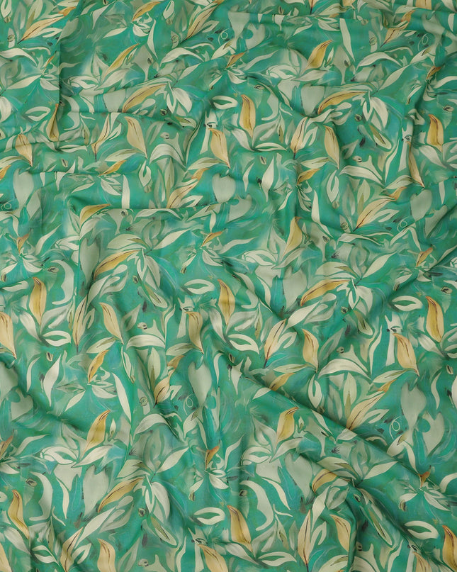 Sea Green Printed Traditional Sudanese Thobe Pure Cotton Voile 4.5 Mtrs Width 140 Cms India-D27816