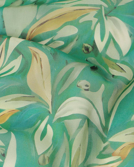 Sea Green Printed Traditional Sudanese Thobe Pure Cotton Voile 4.5 Mtrs Width 140 Cms India-D27816