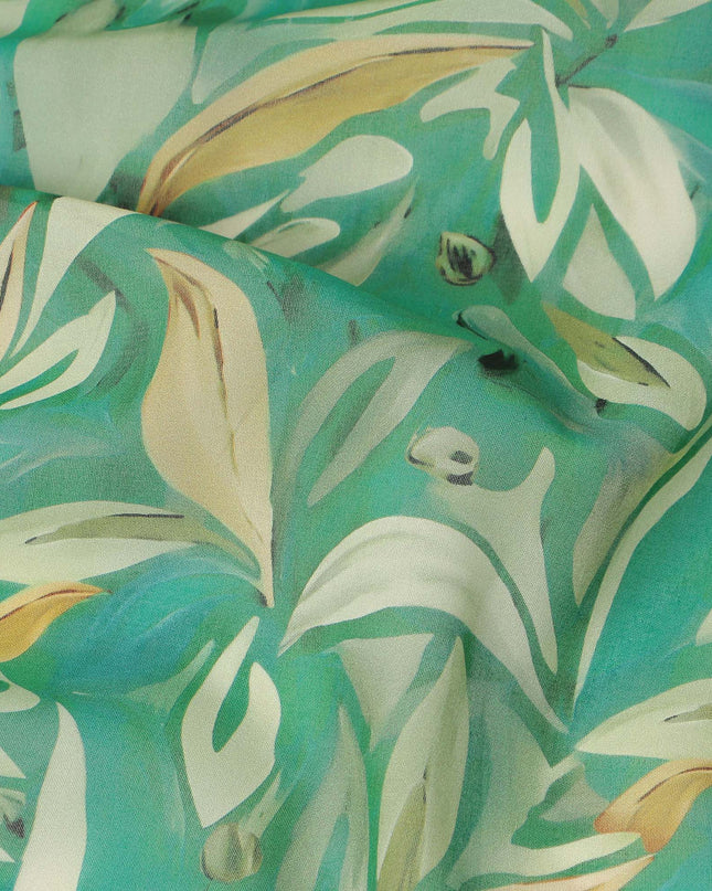 Sea Green Printed Traditional Sudanese Thobe Pure Cotton Voile 4.5 Mtrs Width 140 Cms India-D27816