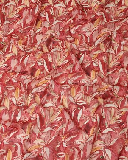 Red Printed Traditional Sudanese Thobe Pure Cotton Voile 4.5 Mtrs Width 140 Cms India-D27818