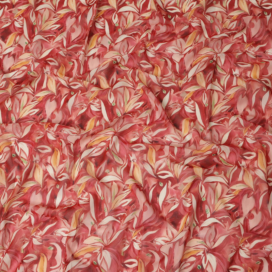Red Printed Traditional Sudanese Thobe Pure Cotton Voile 4.5 Mtrs Width 140 Cms India-D27818