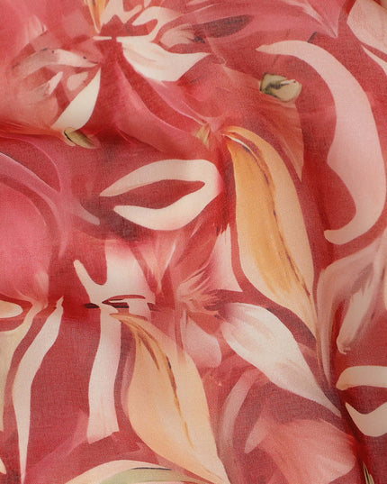 Red Printed Traditional Sudanese Thobe Pure Cotton Voile 4.5 Mtrs Width 140 Cms India-D27818