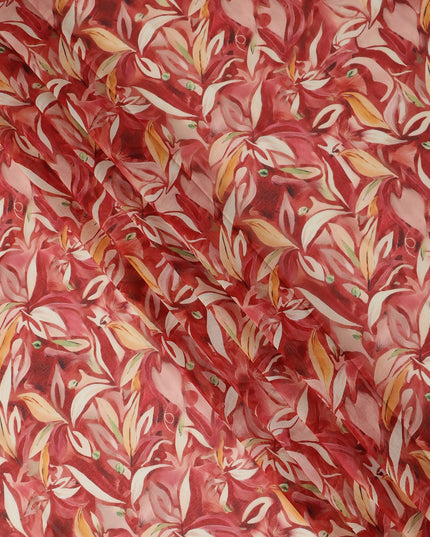 Red Printed Traditional Sudanese Thobe Pure Cotton Voile 4.5 Mtrs Width 140 Cms India-D27818