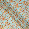 Sky Blue Abstract Brush Printed Viscose Modal Satin Fabric Multitone Orange Brown Streak Design Soft Flowing Dress Material 110 Cms Width India-D28016