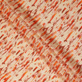 Beige Abstract Brush Printed Viscose Modal Satin Fabric Multitone Orange Streak Design Soft Flowing Dress Material 110 Cms Width India-D28014
