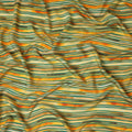 Mustard Yellow Striped Printed Viscose Modal Satin Fabric Green And Rust Multitone Line Design Soft Flowing Dress Material 110 Cms Width India-D28020
