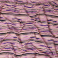 Lavender Purple Striped Printed Viscose Modal Satin Fabric Black And Beige Multitone Line Design Soft Flowing Dress Material 110 Cms Width India-D28022