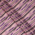 Lavender Purple Striped Printed Viscose Modal Satin Fabric Black And Beige Multitone Line Design Soft Flowing Dress Material 110 Cms Width India-D28022
