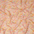 Peach Chevron Printed Viscose Modal Satin Fabric Multicolor Zigzag Ikat Design Soft Flowing Dress Material 110 Cms Width India-D28017