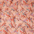 Peach Floral Printed Viscose Crepe Fabric Multicolor Blossom Botanical Design Soft Flowing Dress Material 110 Cms Width India-D28023