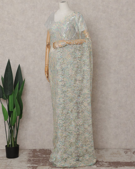 Pastel Iridescent French Chantilly Lace Saree