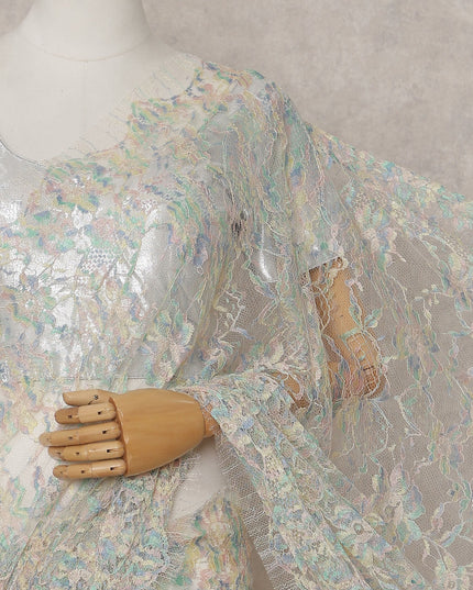 Pastel Iridescent French Chantilly Lace Saree