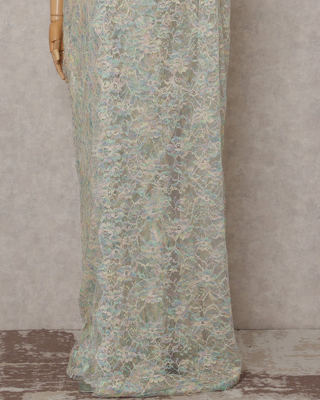 Pastel Iridescent French Chantilly Lace Saree