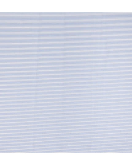 Light Blue Striped Premium Italian 100% Cotton Shirting Fabric 2.0 Mtrs 150 Cms Width Italy-D27839