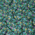 Dark Green Tropical Floral Printed Cotton Satin Fabric 110 Cms Width Soft Smooth Finish Lightweight Dress Material India-D27895 Regal Fabrics