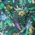 Dark Green Tropical Floral Printed Cotton Satin Fabric 110 Cms Width Soft Smooth Finish Lightweight Dress Material India-D27895 Regal Fabrics