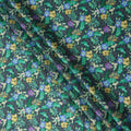 Dark Green Tropical Floral Printed Cotton Satin Fabric 110 Cms Width Soft Smooth Finish Lightweight Dress Material India-D27895 Regal Fabrics