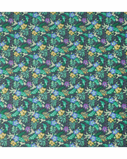 Dark Green Tropical Floral Printed Cotton Satin Fabric 110 Cms Width Soft Smooth Finish Lightweight Dress Material India-D27895 Regal Fabrics