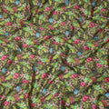 Dark Green Multicolor Tropical Floral Printed Cotton Satin Fabric 110 Cms Width India-D27826 Regal Fabrics