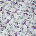 White Purple Floral Printed Cotton Satin Fabric 110 Cms Width India-D27828 Regal Fabrics