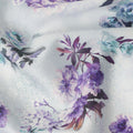 White Purple Floral Printed Cotton Satin Fabric 110 Cms Width India-D27828 Regal Fabrics