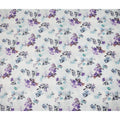 White Purple Floral Printed Cotton Satin Fabric 110 Cms Width India-D27828 Regal Fabrics