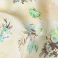 Cream Yellow Floral Printed Cotton Satin Fabric 110 Cms Width India-D27827 Regal Fabrics
