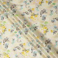 Cream Yellow Floral Printed Cotton Satin Fabric 110 Cms Width India-D27827 Regal Fabrics
