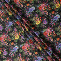 Black Multicolor Floral Printed Cotton Satin Fabric 110 Cms Width India-D27830 Regal Fabrics