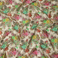 Beige Multicolor Floral Printed Cotton Satin Fabric 110 Cms Width India-D27831 Regal Fabrics