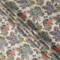Cream Multicolor Floral Printed Cotton Satin Fabric 110 Cms Width India-D27832 Regal Fabrics