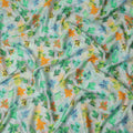 Mint Green Tropical Leaf Printed Cotton Satin Fabric 110 Cms Width India-D27822 - Regal Fabrics