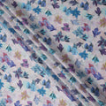 Ivory Multicolor Tropical Leaf Printed Cotton Satin Fabric 110 Cms Width India-D27824 - Regal Fabrics
