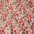 Peach Pink Tropical Leaf Printed Cotton Satin Fabric 110 Cms Width India-D27823 - Regal Fabrics