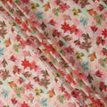 Peach Pink Tropical Leaf Printed Cotton Satin Fabric 110 Cms Width India-D27823 - Regal Fabrics