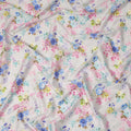White Floral Printed Cotton Satin Fabric 110 Cms Width Soft Smooth Finish Lightweight Dress Material India-D27884 Regal Fabrics