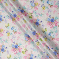 White Floral Printed Cotton Satin Fabric 110 Cms Width Soft Smooth Finish Lightweight Dress Material India-D27884 Regal Fabrics
