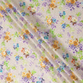 Cream Floral Printed Cotton Satin Fabric 110 Cms Width Soft Smooth Finish Lightweight Dress Material India-D27898