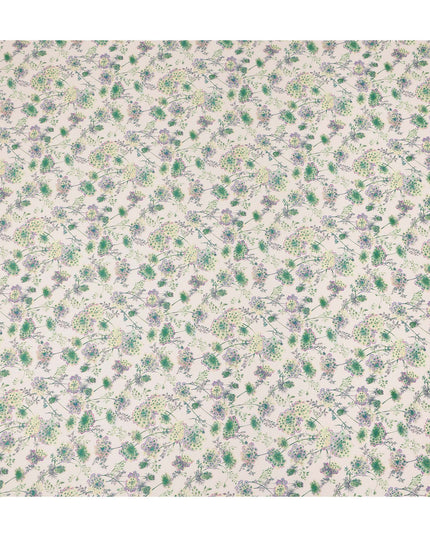 Off White Floral Printed Cotton Satin Fabric 110 Cms Width Soft Smooth Finish Lightweight Dress Material India-D27900 Regal Fabrics