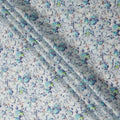 Ice Blue Floral Vine Printed Cotton Satin Fabric 110 Cms Width India-D27821 - Regal Fabrics