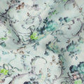 Mint Green Floral Vine Printed Cotton Satin Fabric 110 Cms Width Soft Smooth Finish Lightweight Dress Material India-D27897