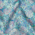Turquoise Pink Floral Printed Cotton Satin Fabric 110 Cms Width India-D27833 Regal Fabrics