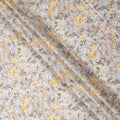 Grey Yellow Floral Printed Cotton Satin Fabric 110 Cms Width India-D27829 Regal Fabrics