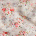 Beige Floral Printed Cotton Satin Fabric 110 Cms Width Soft Smooth Finish Lightweight Dress Material India-D27886 Regal Fabrics