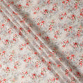 Beige Floral Printed Cotton Satin Fabric 110 Cms Width Soft Smooth Finish Lightweight Dress Material India-D27886 Regal Fabrics