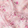 Blush Pink Floral Printed Cotton Satin Fabric 110 Cms Width Soft Smooth Finish Lightweight Dress Material India-D27902