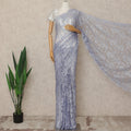 Lavender 2 Tone Premium French Chantilly Saree Lace Fabric 5.5 Mtrs Length 110 Cms Width Soft Floral Eyelash Net for Designer Saree Drape, Made in France, Blouse Not Included-D28081 - Regal Fabrics
