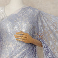 Lavender 2 Tone Premium French Chantilly Saree Lace Fabric 5.5 Mtrs Length 110 Cms Width Soft Floral Eyelash Net for Designer Saree Drape, Made in France, Blouse Not Included-D28081 - Regal Fabrics