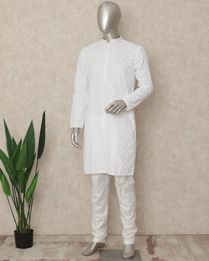 White Chikankari Pure Cotton Kurta Pyjama Set