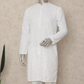 White Chikankari Pure Cotton Kurta Pyjama Set